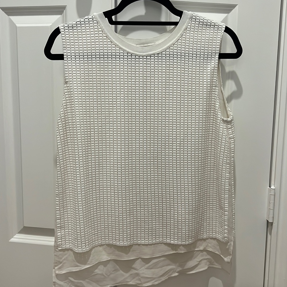 Vince Silk Mesh Overlay Layered Tank Top